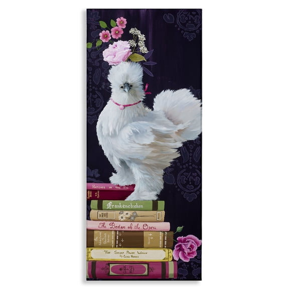 Stupell Industries Eclectic Fancy Vintage Chicken with Books Canvas Art, 10 x 24, by Heather Gauthier