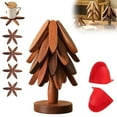 thumbnail image 4 of DAMAI Tree Shape Trivet Set, Wooden Cup Coaster Set, Wooden Trivets for Hot Dishes With 4 Wooden Trivets + 1 Stand stored for hot Dish/Pot/Bowl/teapot/hot Pot Set (Brown), 4 of 9