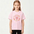 thumbnail image 2 of Gingham Lobster Shell Wreath Girls Graphic Tee, Summer Beach 100% Cotton Kids Short Sleeve T-Shirt, 2 of 5