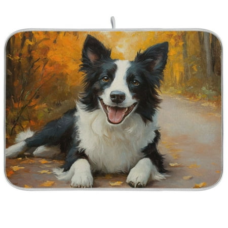 

BZSMCE Dish Drying Mat Smile Dog Painting Design Drying Mats