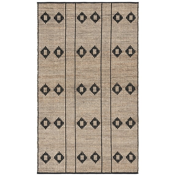 SAFAVIEH Natural Fiber Willis Geometric Area Rug, Natural/Black, 4' x 6'