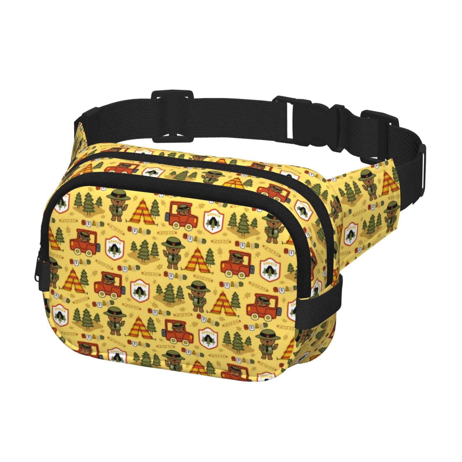Picia Car Tent Trees Print Square Double-Layer Waist Bag Mini Adjustable Waist Belt Bag Exercise Running Travel Hiking