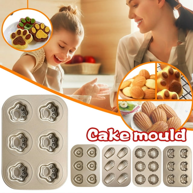 Non-Stick Oval Baking Pan, 6 Cavity Scallop Design, Easy Release Coating, Oven Safe Steel, For Desserts, Wedding Cakes, Family Baking, Versatile Kitchen Tool, Stainless Steel Construction, | A, B