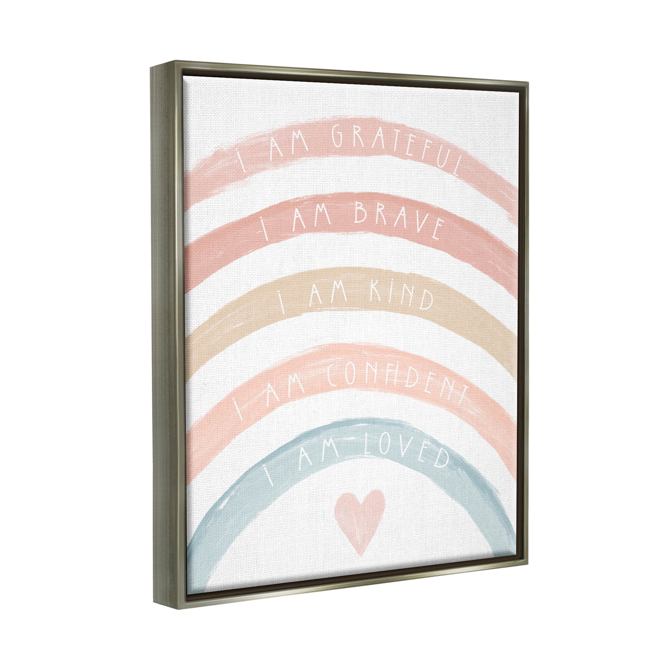 Stupell Industries Inspirational Confidence Rainbow Phrases Graphic Art Luster Gray Floating Framed Canvas Print Wall Art, Design by Daphne Polselli