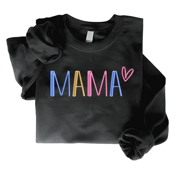 GODMERCH Embroidered Mama Sweatshirt, Gifts Birthday Mothers Day for Mom Mama, Embroidery Crewneck Sweatshirts for Women