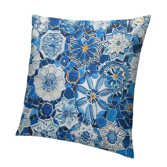 BANET Throw Pillow Covers Christmas Theme Blue Pattern Short Plush Pillowcase for Couch Sofa Bed, & 12x12in