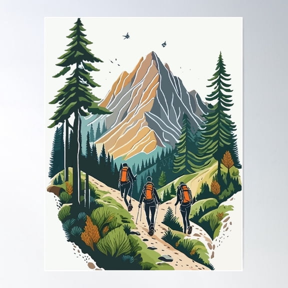 Trailblazing: Hiking Trails Poster Wall Art, Modern Wall Decor For Living Room Bedroom, 12x18 UNFRAMED