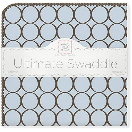Pastel Blue Mod Circles - SwaddleDesigns Ultimate Swaddle Blanket, Brown Mod Circles, Pastel Blue