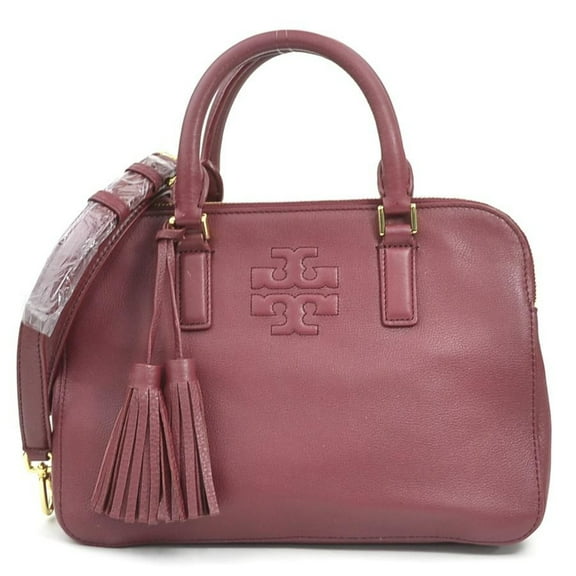 Pre-Owned Tory Burch Women's Leather Handbag Shoulder Bag Wine Red (h31493a) (Good)