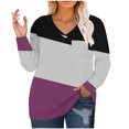 thumbnail image 2 of Xixinqiwan Womens Tunic Tops Plus Size Long Sleeve V-neck T-Shirts Loose Comfy Soft Blouse with Pocket, 2 of 5