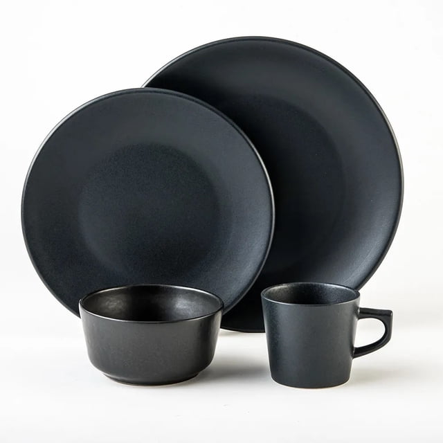 Vajilla de Ceramica Santa Anita Collection De 16 piezas Negro Mate