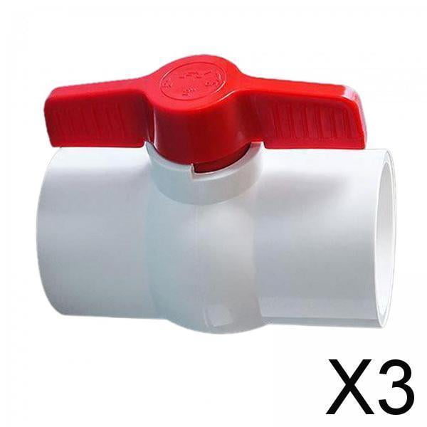 3x Válvula de bola de PVC Válvula de cierre de agua Fácil instalación Accesorios de plomería Instalación de tuberías para tuberías de aguas residuales 3 piezas