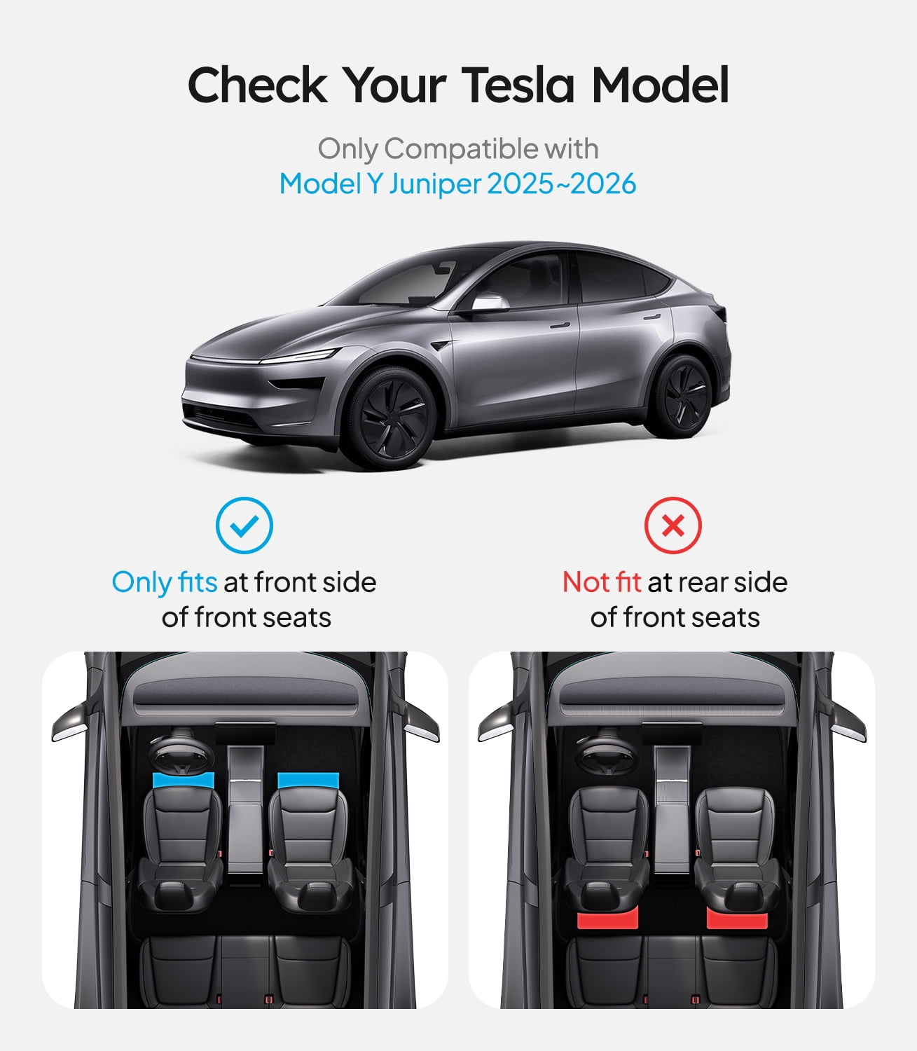 Wigoo Under Seat Storage Box for Tesla Model Y Juniper 2025~2026, 2 Pack Underseat Storage Tray with Lid, Secure No-Slide Design