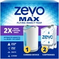 thumbnail image 3 of (4 pack) Zevo MAX Flying Insect Trap: Light Trap Catches & Kills House Flies, Fruit Flies, Gnats, & More - 360 Degree Attract and Capture Design (1 Corded Device & 2 Refill Cartridges), 3 of 10