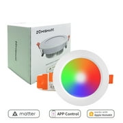 Zemismart Wifi Smart LED Downlight, Matter-certified, RGBCW Dimmable Round Downlight, Compatible with Homekit Alexa Google Home, 2.5 Inch, 9W