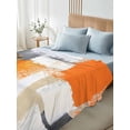 thumbnail image 4 of Burnt Orange Grey King Size Flat Sheet, Wrinkleproof & Fadeproof Cooling Flat Bed Sheet Only, Abstract Geometric Oil Painting Modern Breathable Soft Bedding Top Sheets 105 x 98 Inches, 4 of 8
