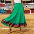thumbnail image 2 of Women's Tennis Skirts Summer Women’s Bohemian Flowy Mexican Skirt Elastic Waist Summer Casual Wear Green 3XL, 2 of 4