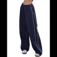 thumbnail image 2 of Pantalones de Paracaídas para Mujer, Pantalones Holgados de Pierna , Pantalones Deportivos con Cintura Elástica Y2K, Pantalones Deportivos, Ropa de Calle Azul Marino XL, 2 of 10