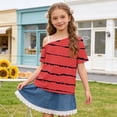 thumbnail image 2 of Bovxnpu Girls Off Shoulder Short Sleeve T Shirts Kids Summer Tops Girls T Shirt One Shoulder Graphic Short Sleeve Light Summer Crewneck Tops, 2 of 9