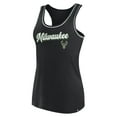 thumbnail image 2 of Women's Fanatics Black Milwaukee Bucks Wordmark Logo Racerback Tank Top, 2 of 3