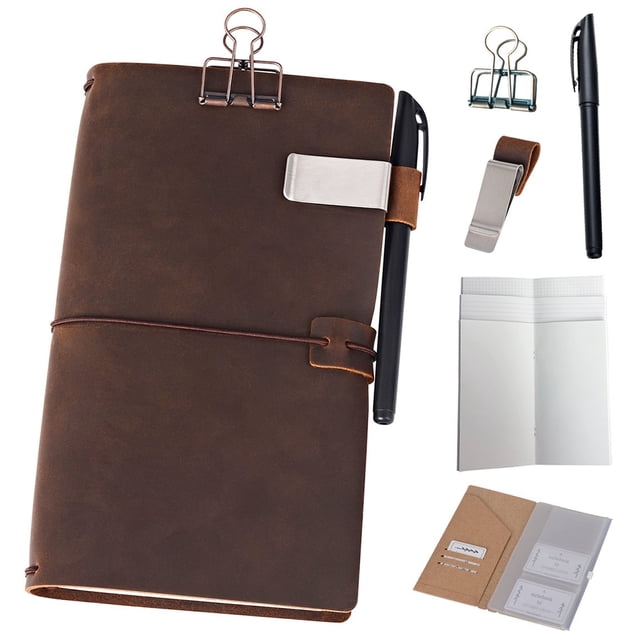Cuaderno de viaje de piel recargable Journal newestor, color marrón