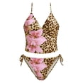 thumbnail image 5 of DHFJKG Tankini Swimsuits For Women Leopard Floral Printed Halter 2 Piece Bathing Suit With Tie Side Brief Bottoms Trendy Beachwear, 5 of 5