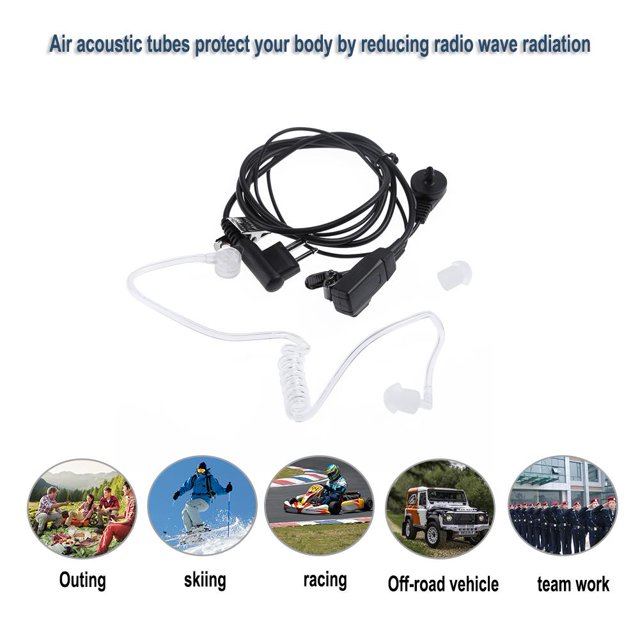 Kuymtek Auriculares de 2 pines con tubo de aire y micrófono para radios bidireccionales Motorola