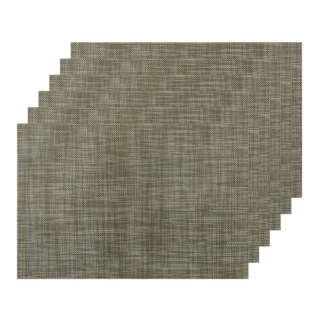 Juego de 6 manteles individuales tejidos REGALWOVEN para decoración de mesa de cocina, lavables, manteles individuales para mesa interior, manteles que se pueden limpiar, café 18x12 pulgadas