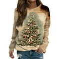 thumbnail image 5 of Women's Vintage Christmas Sweatshirt, Long Sleeve Casual Pullover, Retro Holiday Graphic Top, Loose Fit, White, 5 of 5