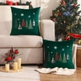 thumbnail image 5 of Christmas Embroidery Throw Pillow Covers 18x18 inch Set of 2 Christmas Dec Velvet Pillowcases Forest Green Xmas Trees Cushion Pillow Cases Soft Square Holiday Pillowcase, 5 of 9