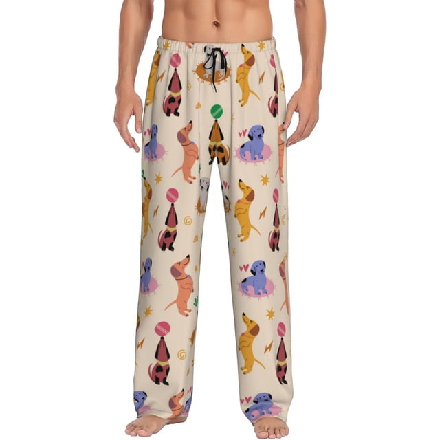Fotbe Dogs In Different Poses Pantalones de Pijama para Hombre, Pantalones de Dormir, Pantalones de Casa con Cintura Ajustable y Bolsillos-Medium