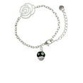 thumbnail image 2 of Delight Jewelry Silvertone Lime Green Dots on Black Spinner Silver-tone Flower Link Chain Bracelet, 6.75"+2" Extender, 2 of 4