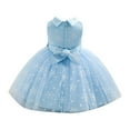 thumbnail image 2 of MSemis Infant Baby Girl Snowflake Christmas Princess Dress Xmas Party Formal Dresses Pageant Bowknot Sky Blue 90, 2 of 7