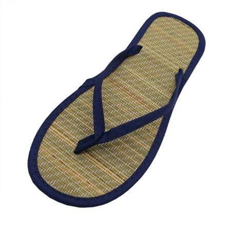 

HGWXX7 Women Flat Slippers Comfortable Non-Slip Sandals Silent Bamboo Rattan Flip Flop Shoes For Women Dark Blue 40