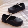 thumbnail image 7 of Girls Mary Jane Shoes with Pearl Strap, Closed Toe Dress Flats for Toddler/Little Girls Black 9.5, 7 of 7