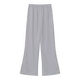 thumbnail image 4 of TiaoBug Women's Wide Leg Pants Casual Palazzo Flared Pants Elastic Waist Chiffon Loose Trousers Grey L, 4 of 5