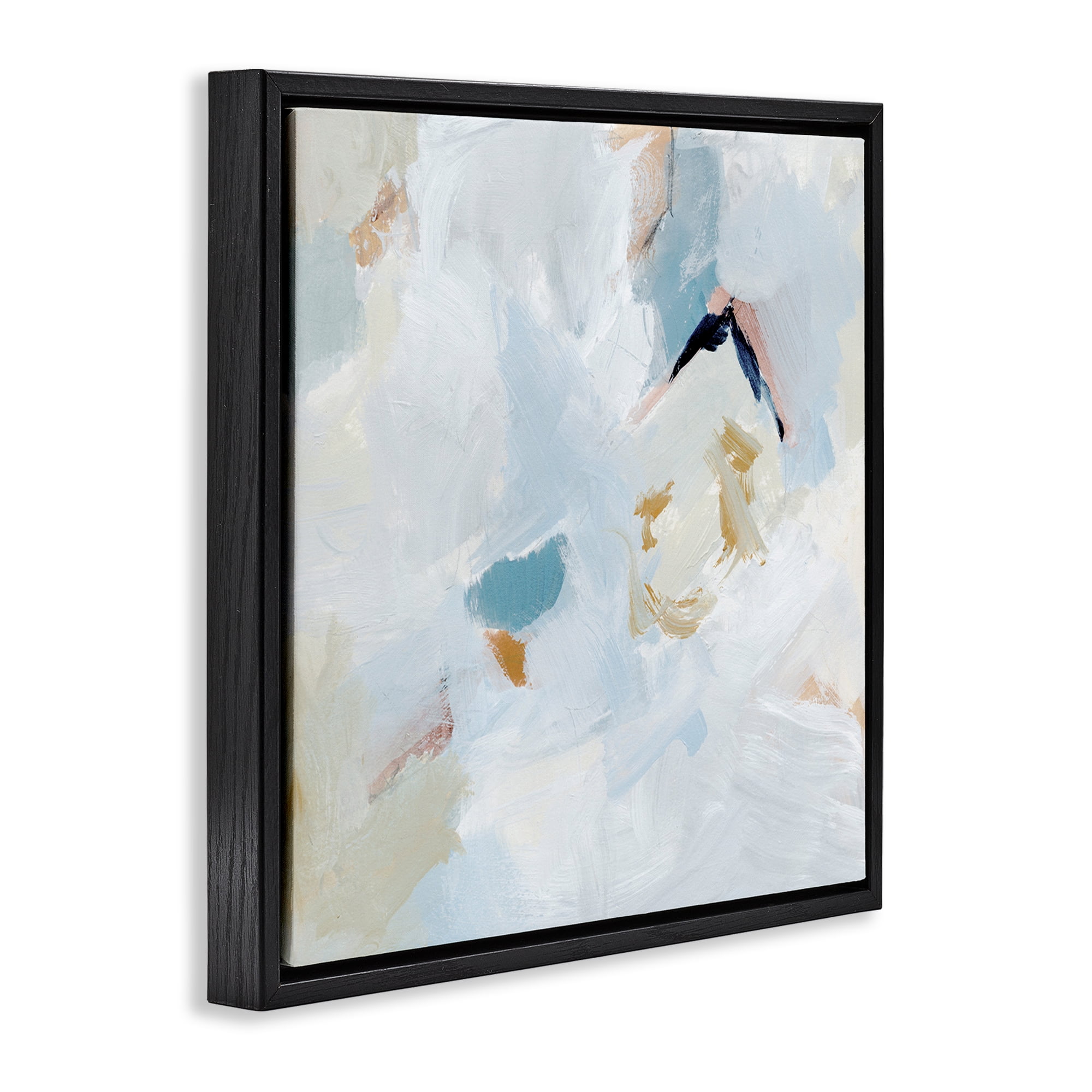 Stupell Industries Soft Subtle Abstraction Abstract Painting Black Floater Framed Canvas Art Print Wall Art, 25 x 25