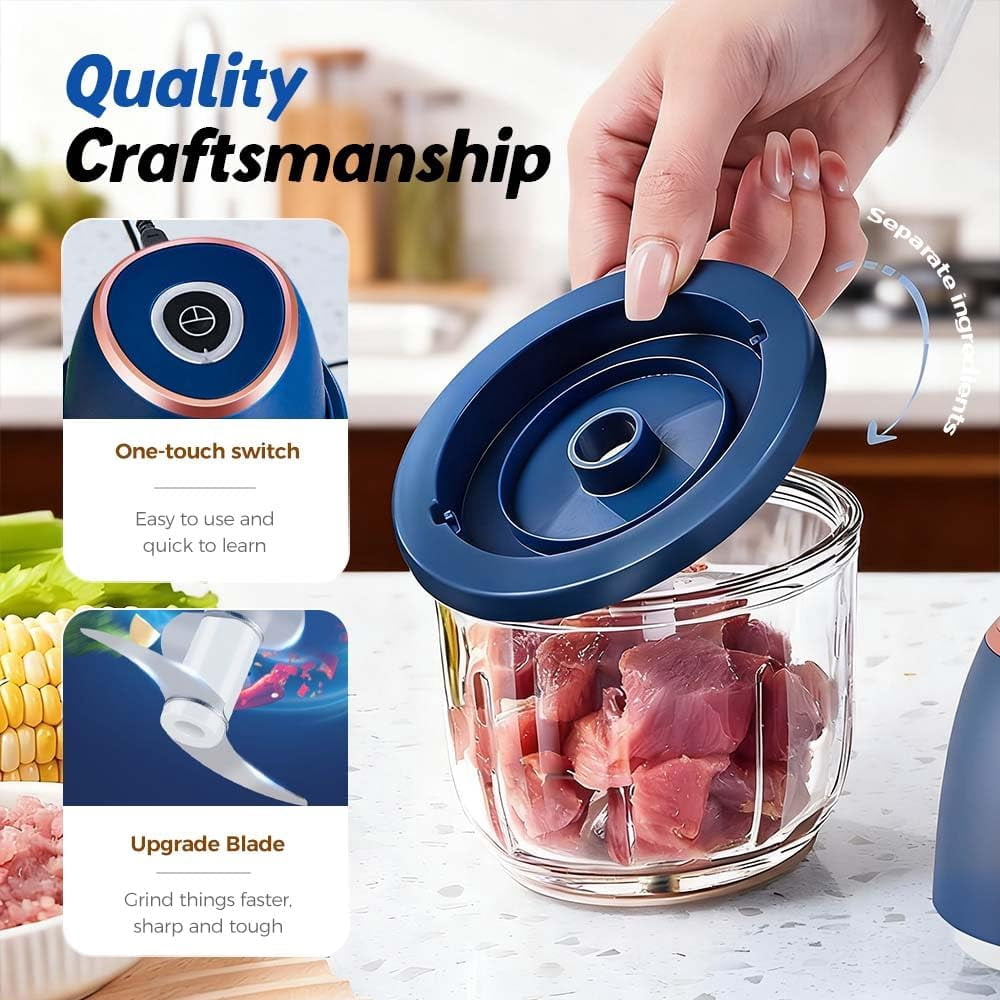 Rechargeable Electric Garlic Chopper, 350ml Compact Mini Portable Food Processor For Household Kitchen Cooking
