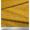 thumbnail image 2 of Soimoi Gold Poly Georgette Fabric Sketch Guitar Musical Instrument Print Sewing Fabric Yard 42 Inch Wide, 2 of 3