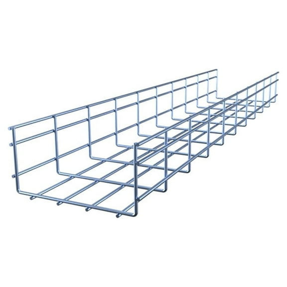 Electro Zinc Plated Wire Mesh Cable Tray, Silver Steel, 7.88 x 3.94 x 118.12 inch, 6-Pack