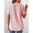 thumbnail image 2 of Camiseta holgada informal de encaje con cuello en V para mujer, camisetas de manga corta con botones de empalme, camisetas de estilo dulce para mujer, Tops elegantes de viaje 5XL 2023, 2 of 4