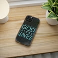 thumbnail image 5 of DistinctInk Clear Hybrid Case for Apple iPhone 15 Pro Max (6.7" Screen) - God Alone Saves - Tempered Glass Back, 5 of 9