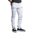 thumbnail image 4 of Victorious Men's Coated Slim Fit Moto Pants Biker Jeans - White - 30/30, 4 of 6