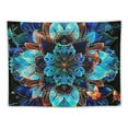 thumbnail image 5 of ONETECH Blue Mandala Tapestry Psychedelic Bohemian Tapestries Hippie Moth Wall Decor Aesthetic Floral Tapestry Sun And Moon Tapestry Wall Hanging for Bedroom, 5 of 6