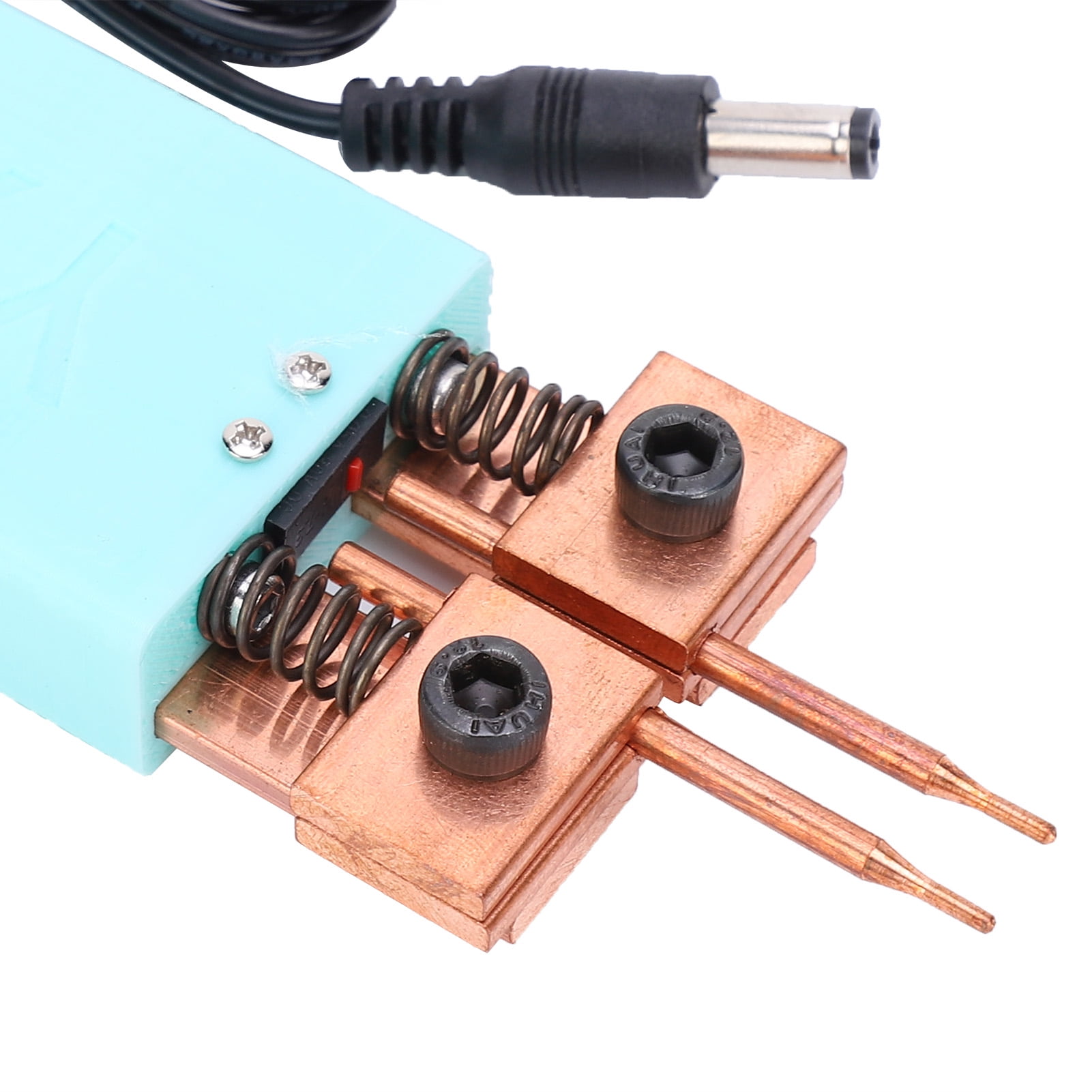 18650 Cyan Automatic Trigger Handheld Welding Tool Integrated Spot Welder Pen with A Pair of Japanese Concentric Ball Head Needles for Industrial Spot Welding 
