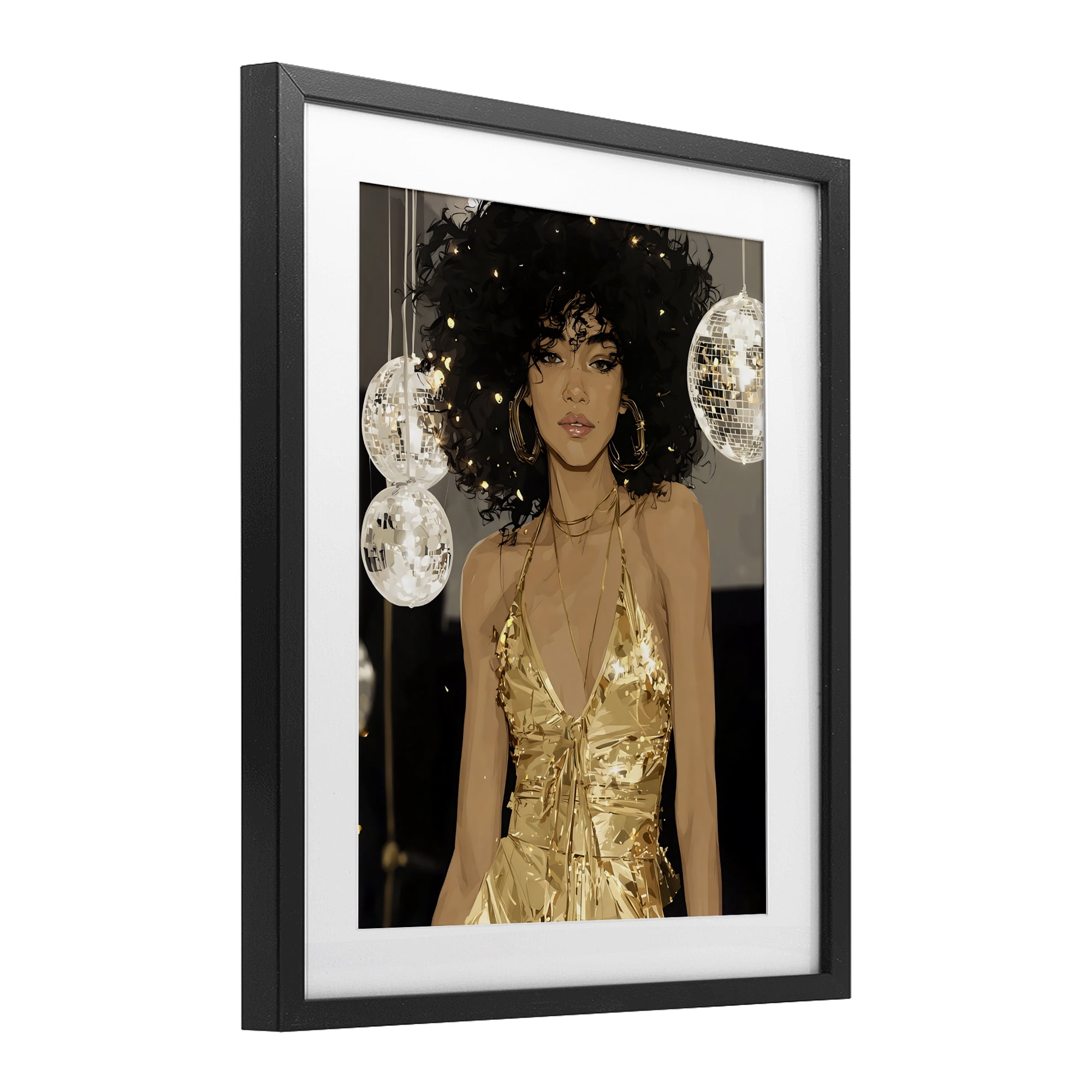 Stupell Industries Golden Disco Dream Party Black Framed Print Under Glass, design by Franklyn Gregory
