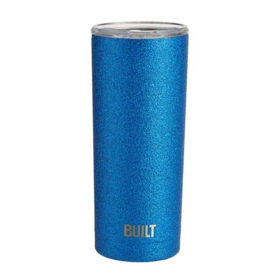 BUILT 20 oz Double-Wall Stainless Steel Tumbler Water Bottle, Royal Blue Glitter
