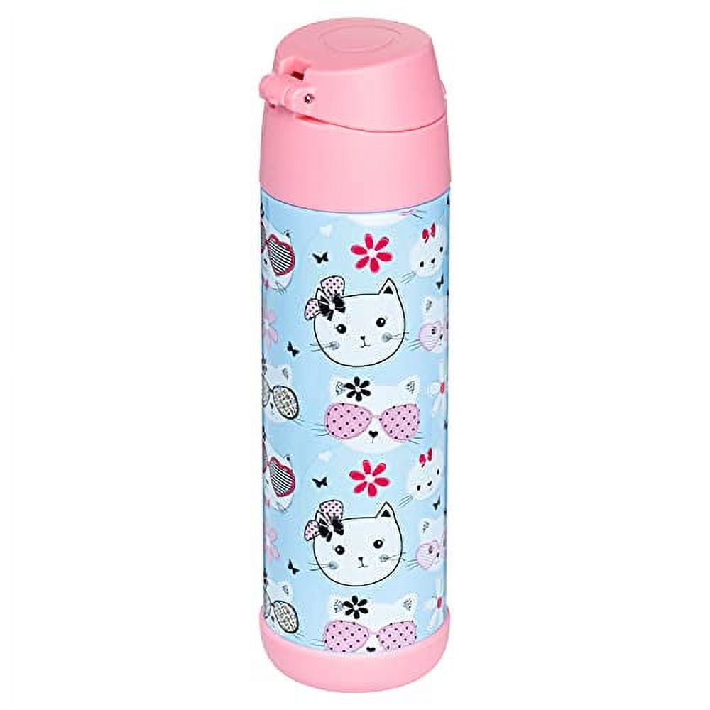 Snug Kids Water Bottle - insulated stainless steel thermos with straw  (Girls/Boys) - Llamas, 17oz