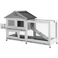 thumbnail image 1 of PawHut Wooden Rabbit Hutch with Openable Roof, Storage Box, Grey, 1 of 10