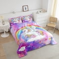 thumbnail image 4 of Juego de Cama Unicornio Rosa,Juego de Cama Boho Rainbow para Niñas y Niños, 4 of 6